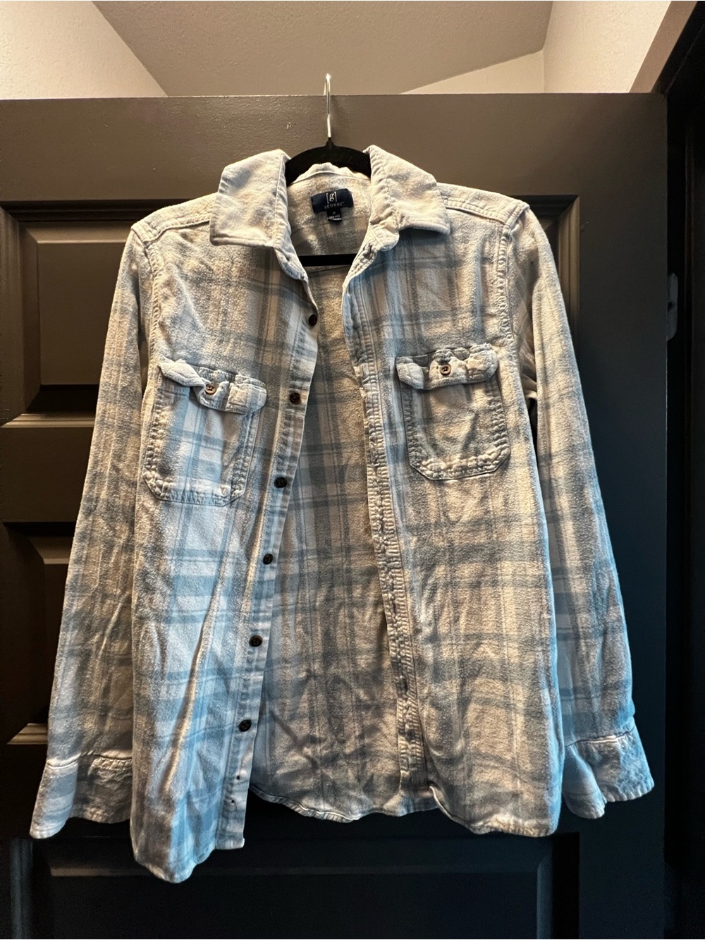 Light Blue Plaid Button-Up Flannel